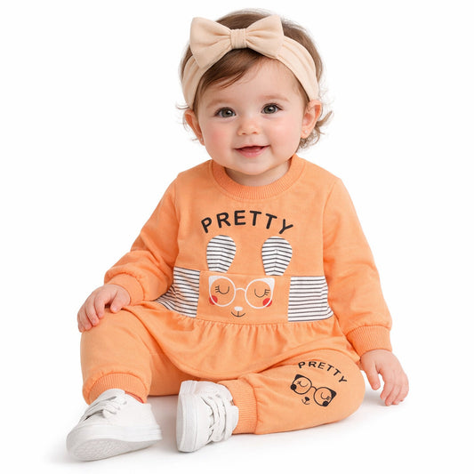 Infant Girls Fine Jersey 2 PC Suit Pretty-Orange