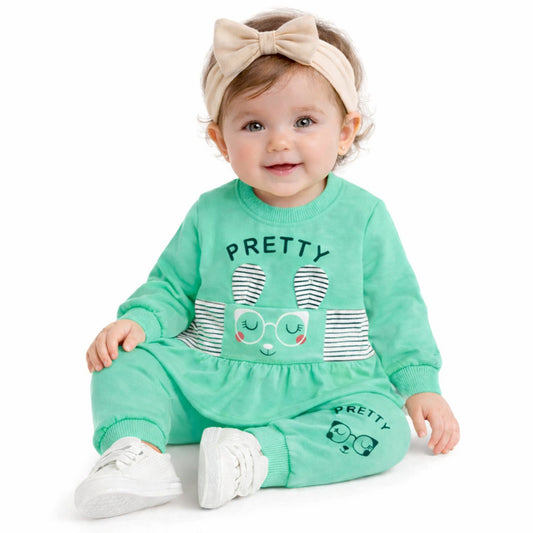 Infant Girls Fine Jersey 2 PC Suit Pretty-Green