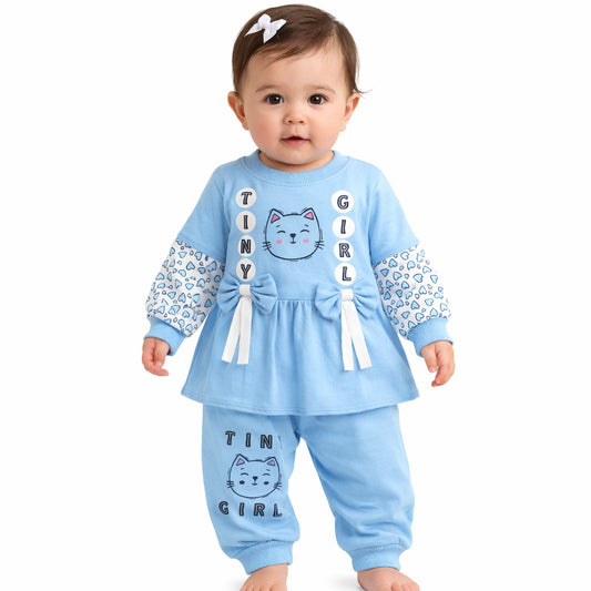 Infant Girls Fine Jersey 2 PC Suit Tiny Girl-Blue