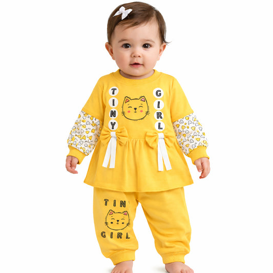 Infant Girls Fine Jersey 2 PC Suit Tiny Girl-Yellow