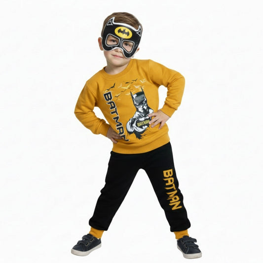 Infant Boys Fine Jersey 2 PC Suit Bat With Mask-Mustard