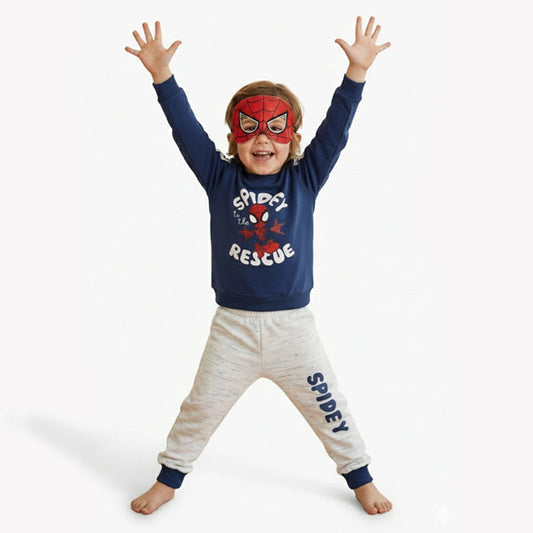 Infant Boys Fine Jersey 2 PC Suit Spider With Mask-Blue