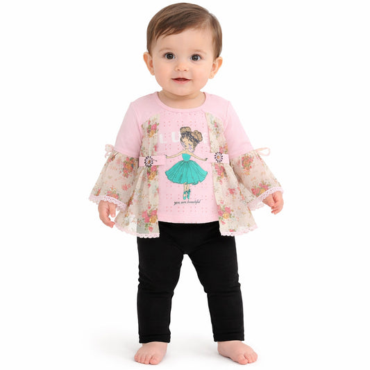 Infant Girls Jersey 2 PC Suit Princess-Pink