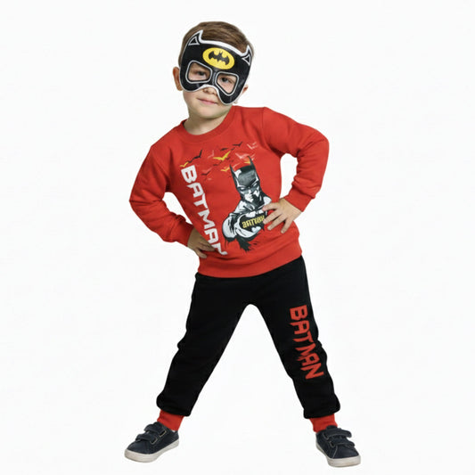 Infant Boys Fine Jersey 2 PC Suit Bat With Mask-Red