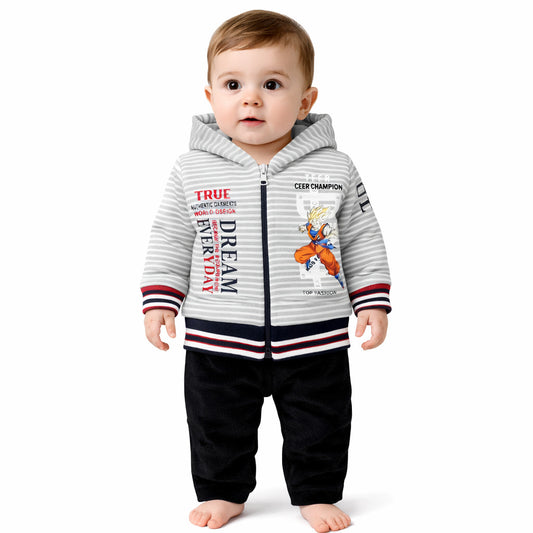 Infant Boys Fleece 2 PC Winter Suit Dream-Grey/Black